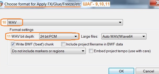  Choose format for Apply FX/Glue/Freeze/etc  reaper 